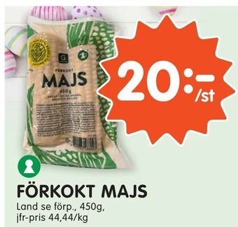 Förkokt majs