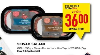 Willys Skivad salami erbjuda