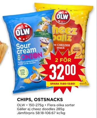 Willys Chips, ostsnacks erbjuda