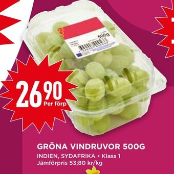 Willys Gröna vindruvor 500g erbjuda