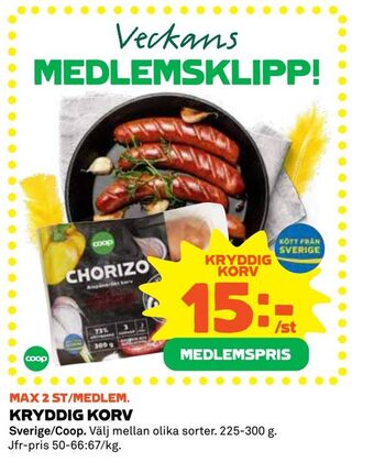 Coop Extra Kryddig korv erbjuda