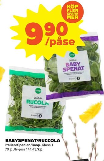 Coop Babyspenat/ruccola erbjuda
