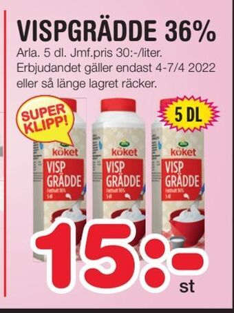 Nya Pulsen Vispgrädde 36% erbjuda