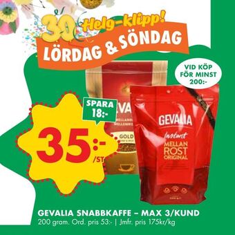ÖoB Gevalia snabbkaffe erbjuda