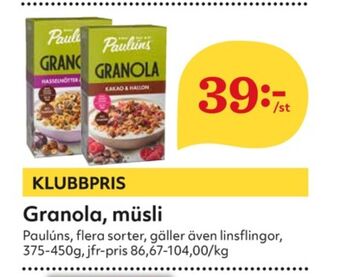 Hemköp Paulùns Müsli erbjuda