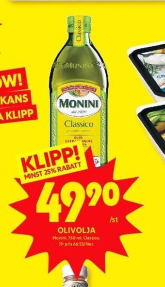 ICA Kvantum Monini Olivolja erbjuda