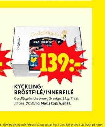 ICA Kvantum Guldfågeln Kycklinginnerfilé erbjuda