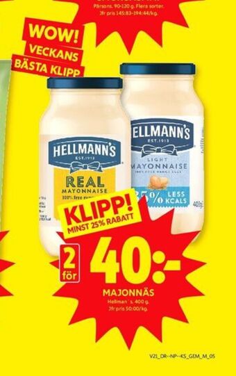 ICA Kvantum Hellmanns Majonnäs erbjuda