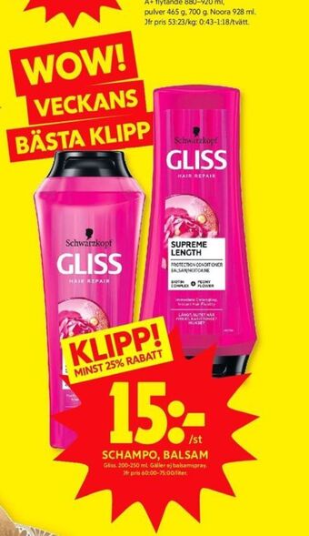 ICA Kvantum Gliss Shampoo erbjuda