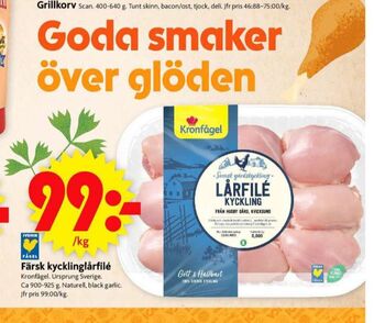 ICA Supermarket Kronfågel Kycklinglårfile erbjuda