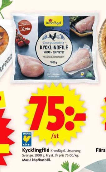 ICA Supermarket Kronfågel Kycklingfilé erbjuda