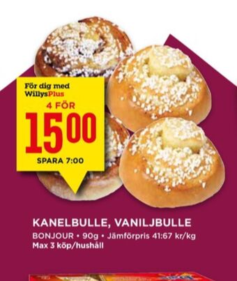 Willys Bonjour Butiksbakat kaffebröd erbjuda