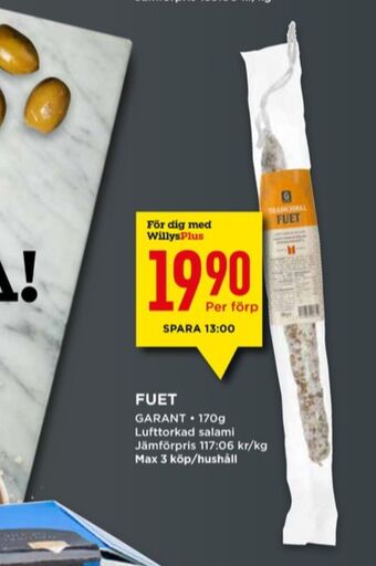 Willys Garant Salami erbjuda