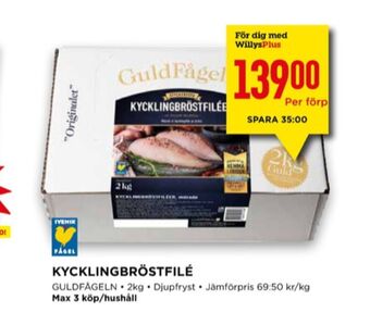 Willys Guldfågeln Kycklingbröstfilé erbjuda