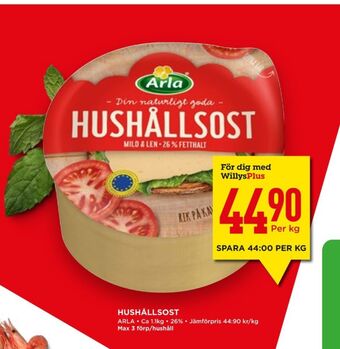 Willys Arla Hushållsost erbjuda