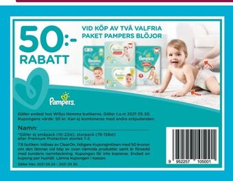 Willys Pampers Rabatt erbjuda
