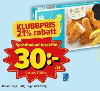 Östenssons Garant Sprödbakad torskfilé 360g erbjuda