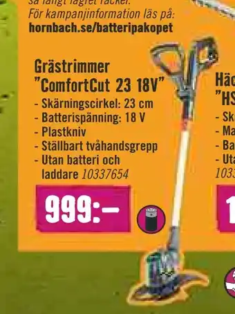Hornbach Grästrimmer "comfortcut 23 18V" erbjuda
