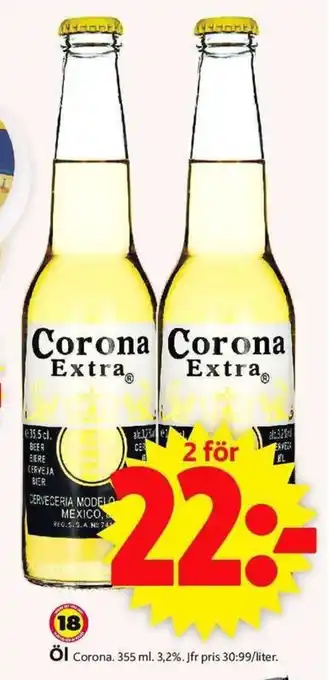 ICA Supermarket Corona Extra Öl 355 ml erbjuda