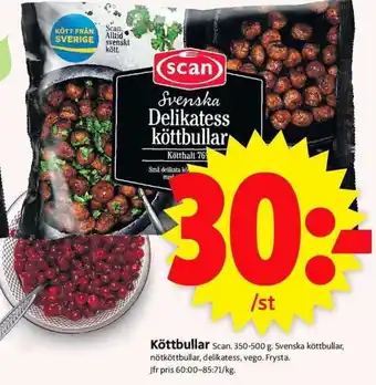 ICA Supermarket Scan Köttbullar 350-500 g erbjuda