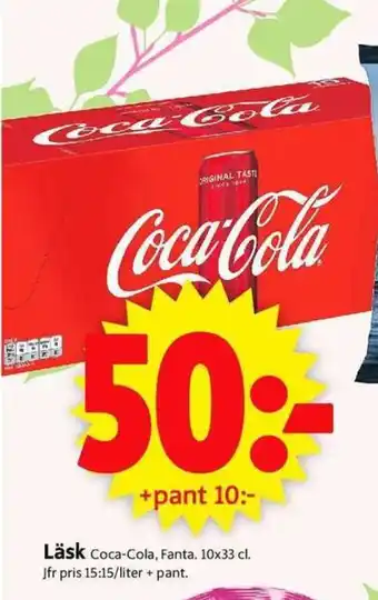 ICA Supermarket Coca-Cola, Fanta Läsk 10 x 33 cl. erbjuda