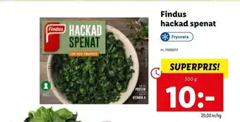 Lidl Findus hackad spenat erbjuda