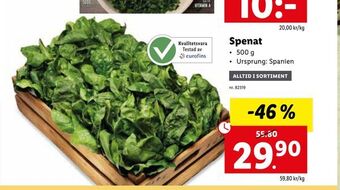 Lidl Spenat erbjuda
