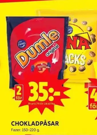 ICA Kvantum Fazer Chokladpåsar 150-220 g for 2 erbjuda