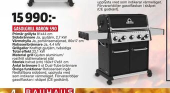 Bauhaus Gasolgrill baron 590 erbjuda