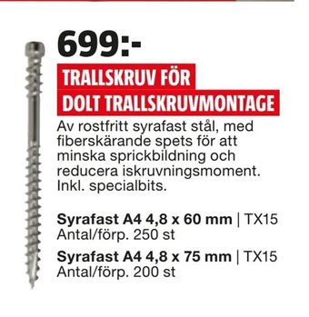 Bauhaus Trallskruv för dolt trallskruvmontage erbjuda