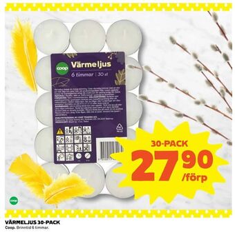 Coop Extra Värmeljus 30-pack erbjuda