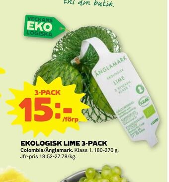 Stora Coop Ekologisk lime 3-pack erbjuda