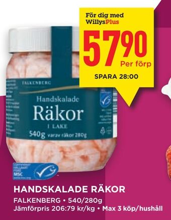 Willys Handskalade räkor erbjuda