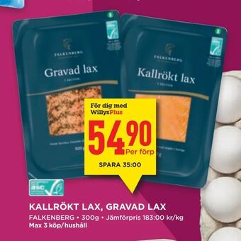 Willys Kallrökt lax, gravad lax erbjuda