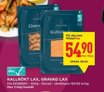 Willys Hemma Kallrökt lax, gravad lax erbjuda