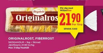 Willys Originalrost, fiberrost erbjuda