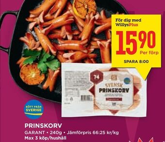 Willys Hemma Prinskorv erbjuda