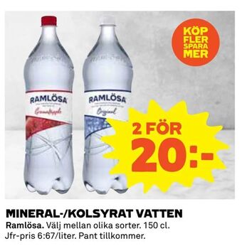 Coop Mineral-/kolsyrat vatten erbjuda