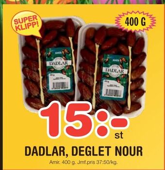 Nya Pulsen Dadlar, deglet nour erbjuda