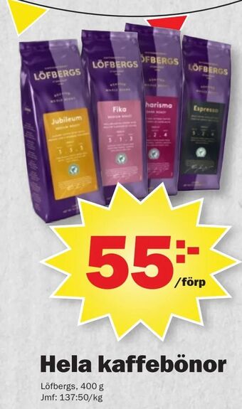 Pekås Hela kaffebönor erbjuda