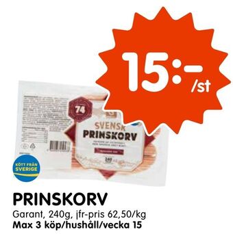 Tempo Prinskorv erbjuda