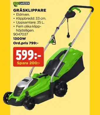 Jem&Fix Gräsklippare 1300W erbjuda