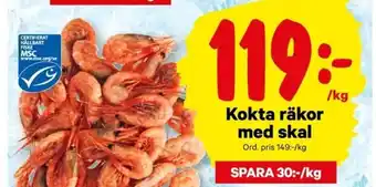 City Gross Kokta räkor med skal 1kg erbjuda