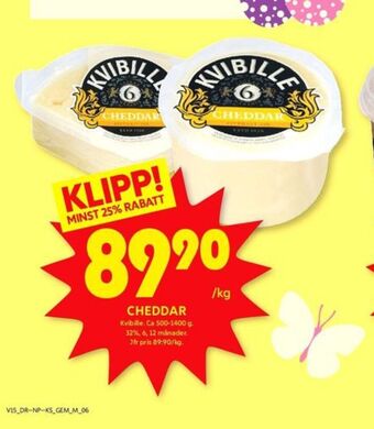 ICA Kvantum Kvibille cheddar erbjuda
