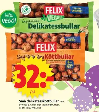 ICA Supermarket Felix Små delikatessköttbullar 340-420g erbjuda
