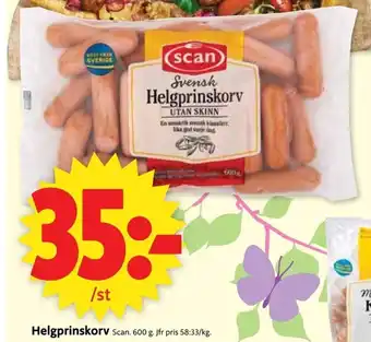 ICA Supermarket Scan Helgprinskorv 600g erbjuda