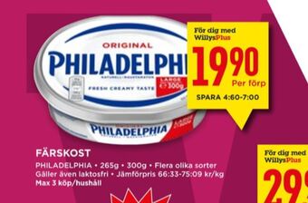 Willys Philadelphia färskost erbjuda