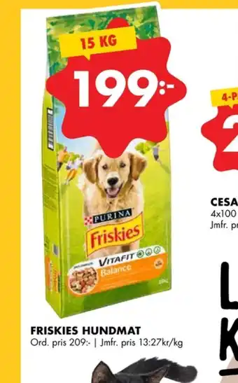 ÖoB Friskies hundmat erbjuda