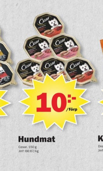 Pekås Cesar hundmat erbjuda