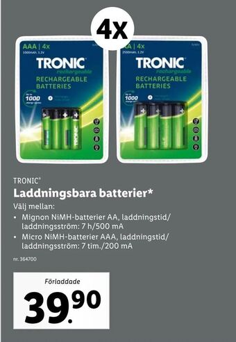 Lidl Laddningsbara batterier* erbjuda